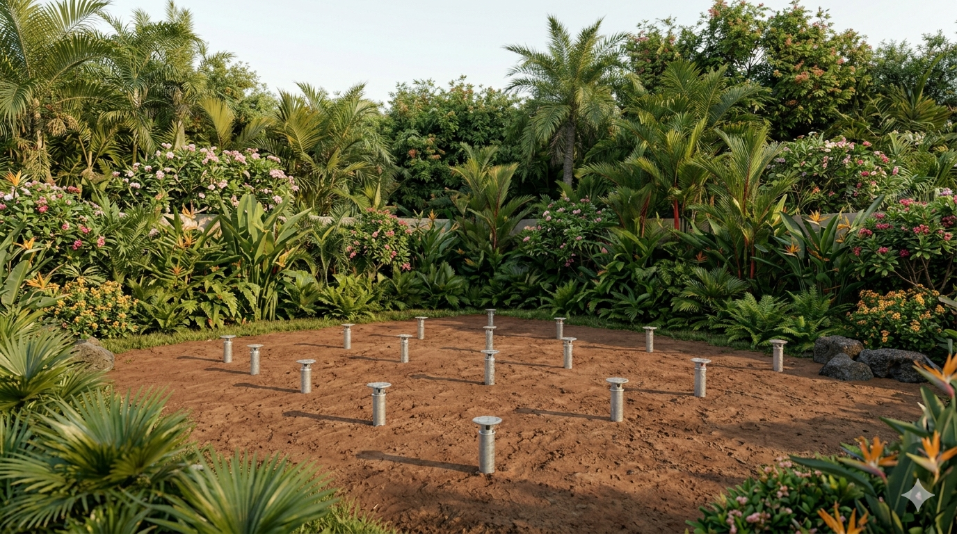 Stage 1: Galvanized screw foundation installed