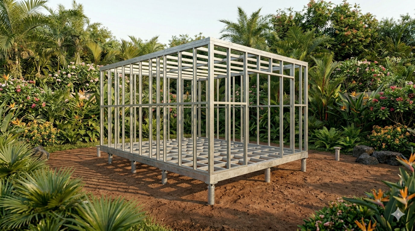 Stage 2: Steel frame structure assembled